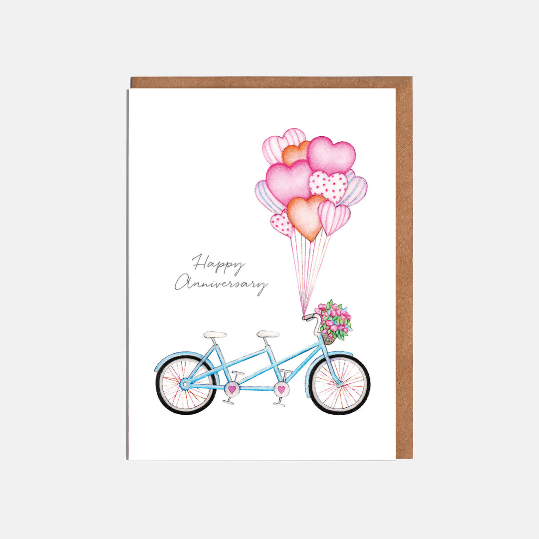 tandem bicycle anniversary card with kraft envelope 