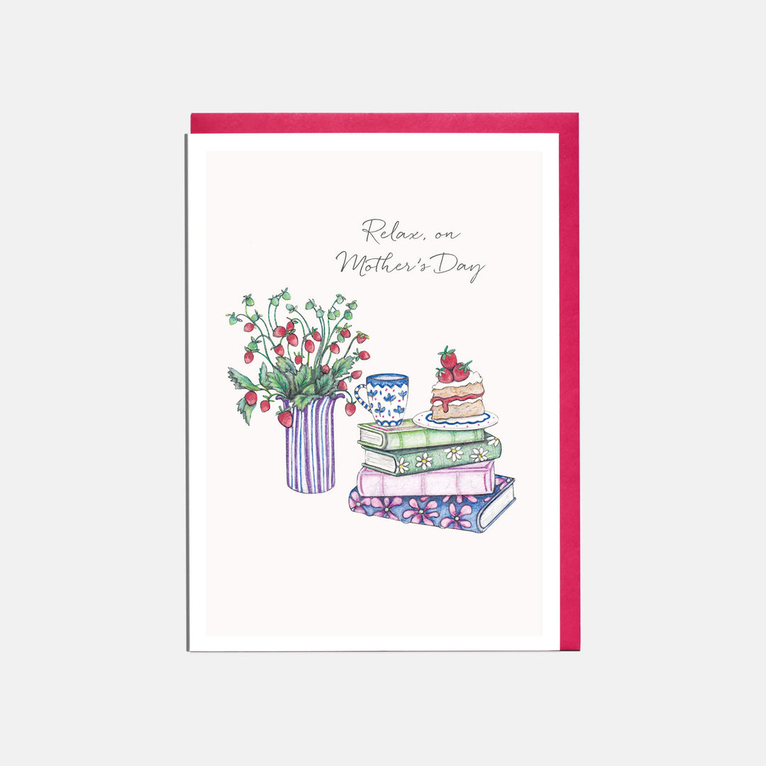tea and cake mothers day card with pink envelope