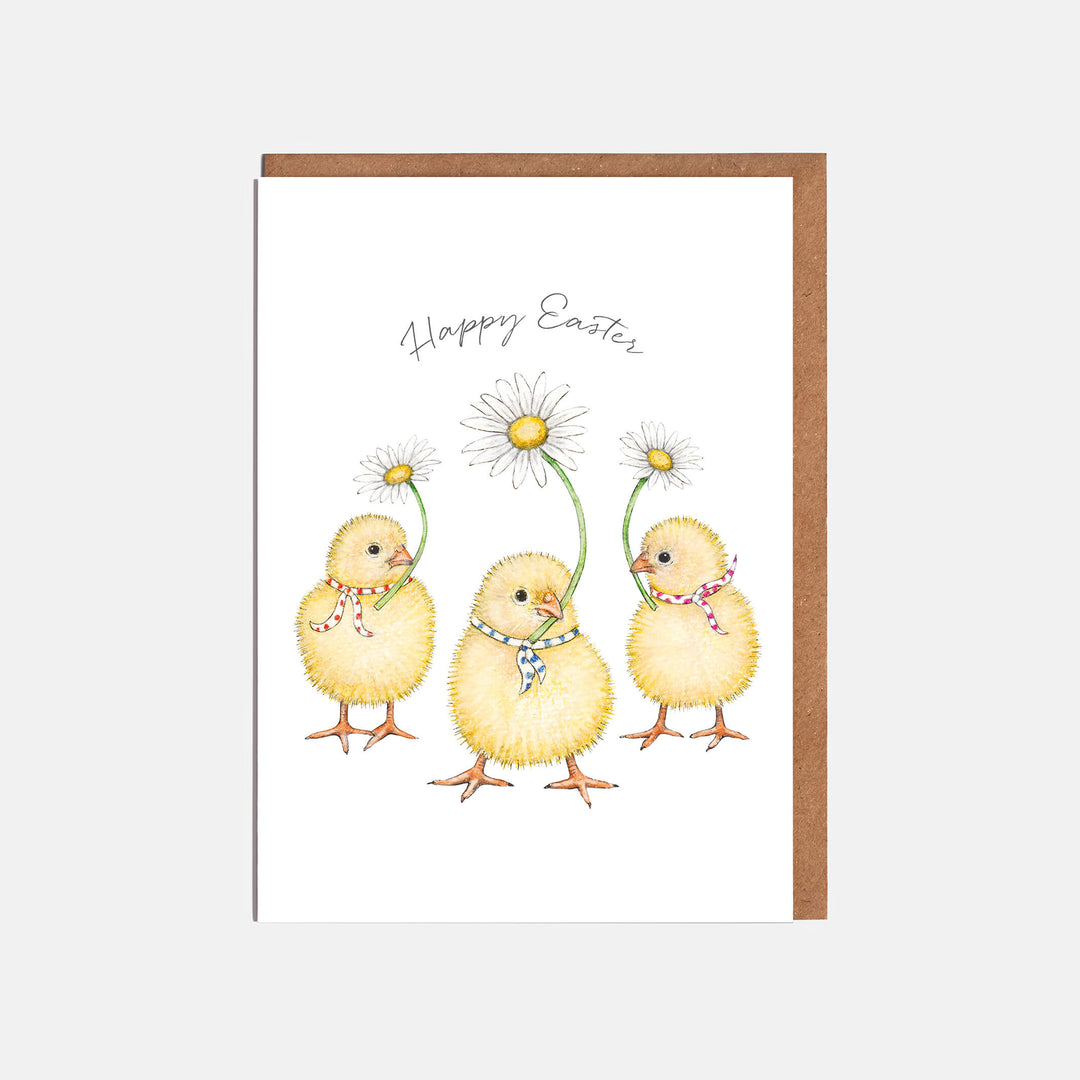 three chick easter card with kraft envelope