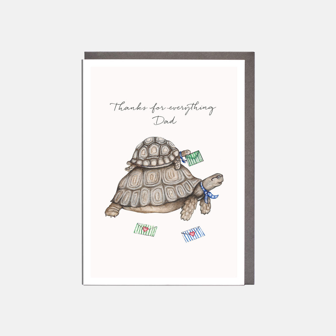 tortoise fathers day card with grey envelope