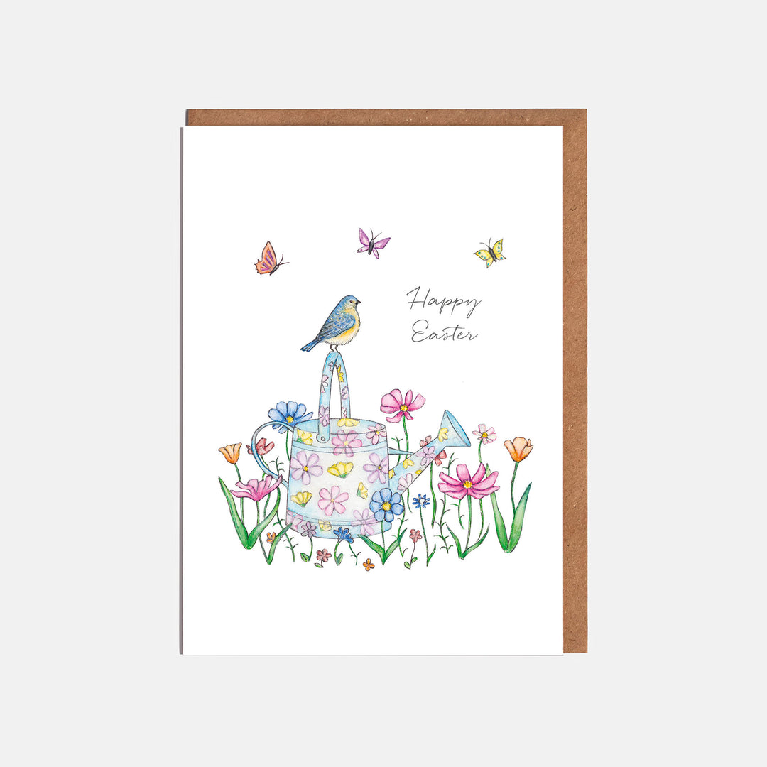 watering can easter card with kraft envelope