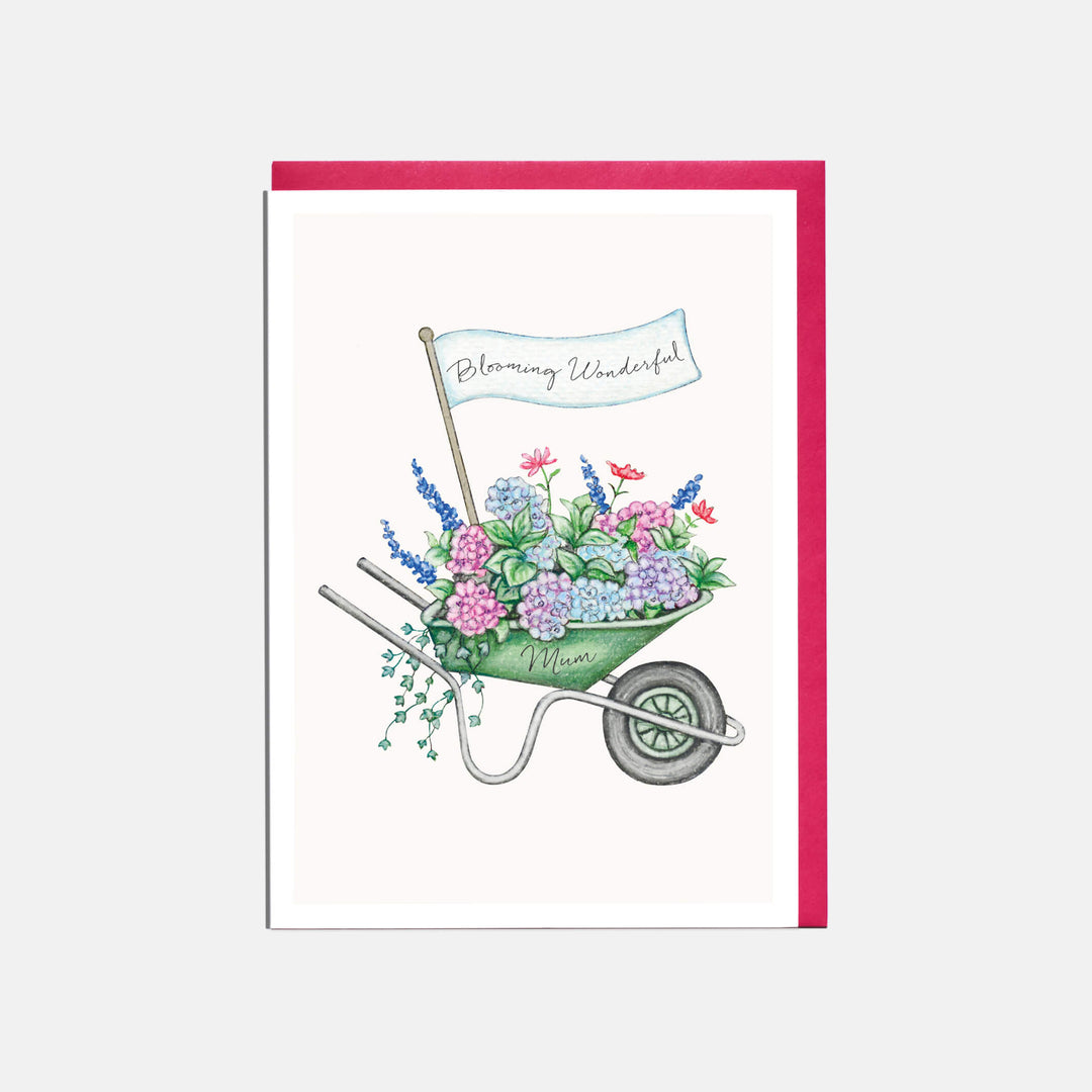 floral mothers day card with pink envelope