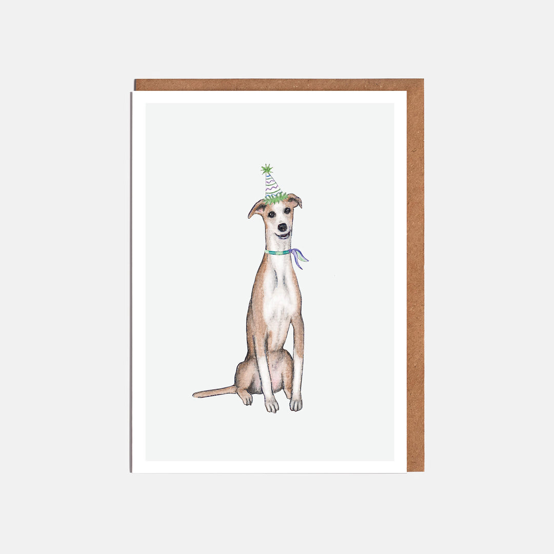 Whippet birthday card with kraft envelope