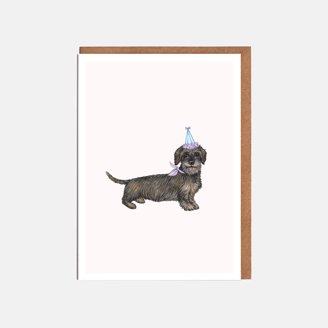 Wire haired dachshund birthday card with kraft envelope