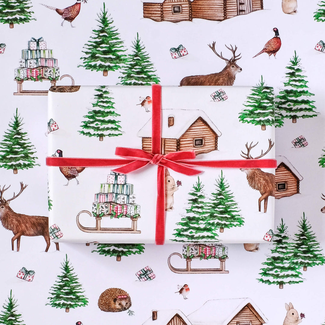 woodland creatures christmas wrapping paper