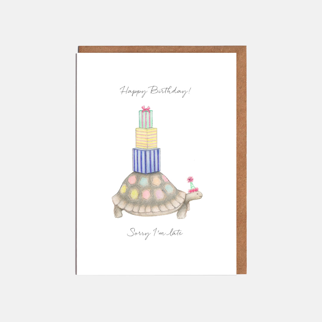 LOTTIE MURPHY Tortoise Card - Happy Birthday, Sorry I'm Late AA06