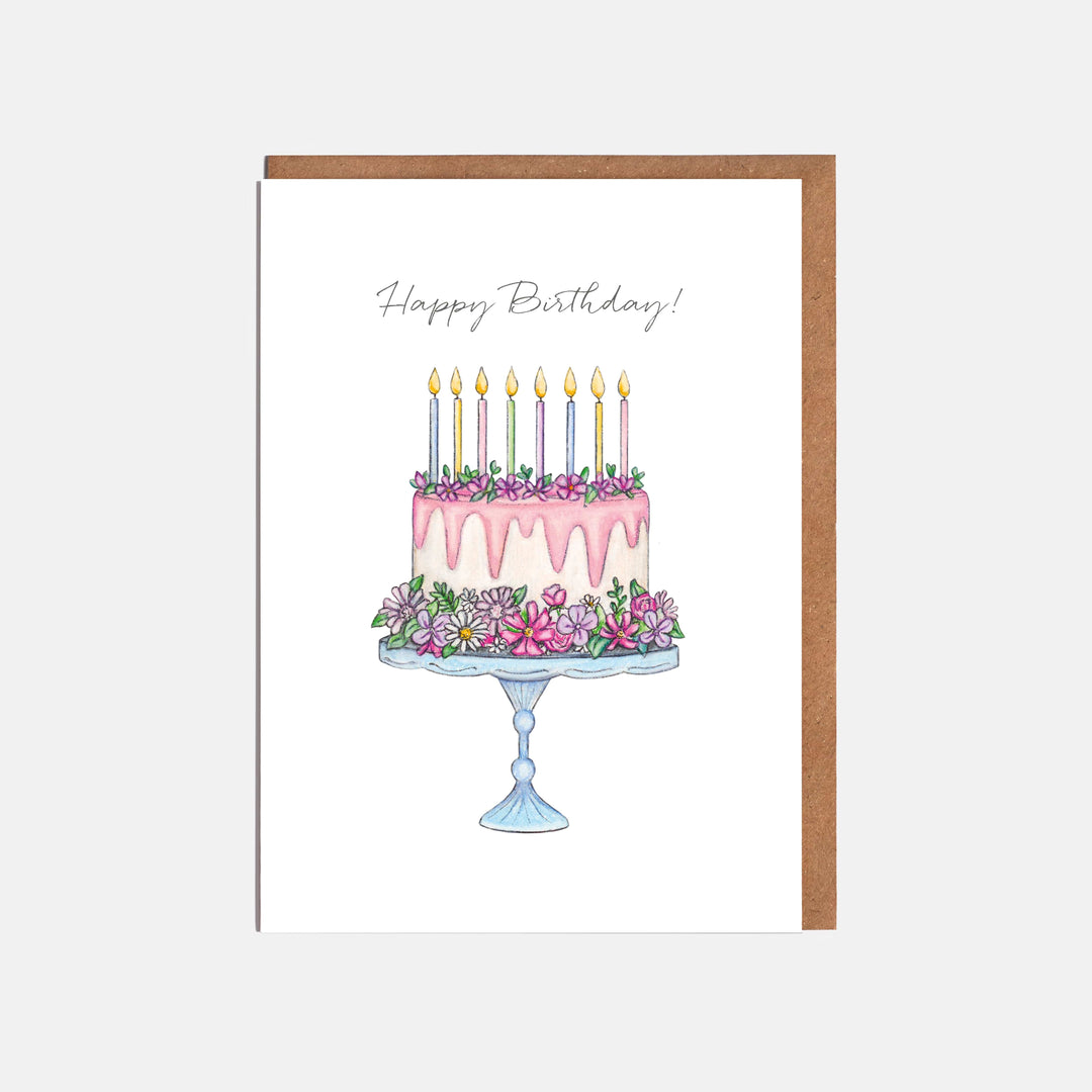 LOTTIE MURPHY Floral Cake Card - Happy Birthday! CB14