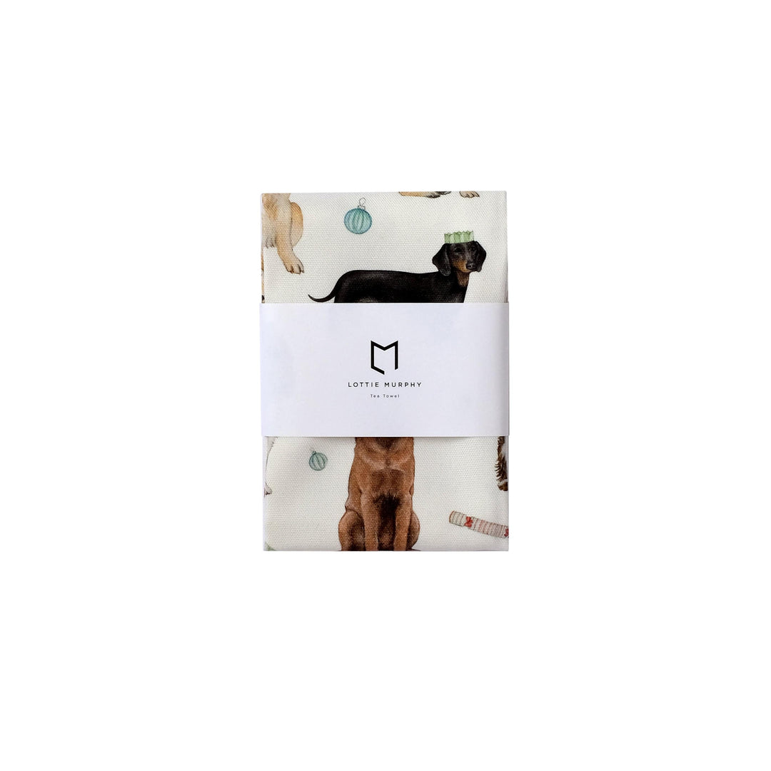 LOTTIE MURPHY Christmas Dogs Tea Towel TT30