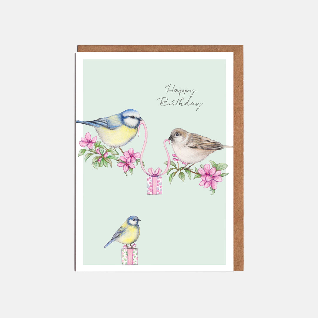 LOTTIE MURPHY Garden Birds Birthday Card - Happy Birthday WC02