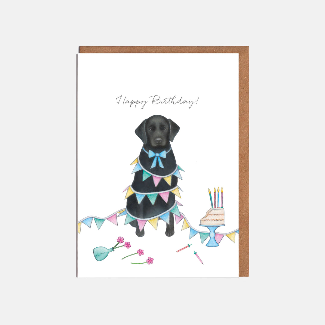 LOTTIE MURPHY Labrador & Bunting Card - Happy Birthday! WI16