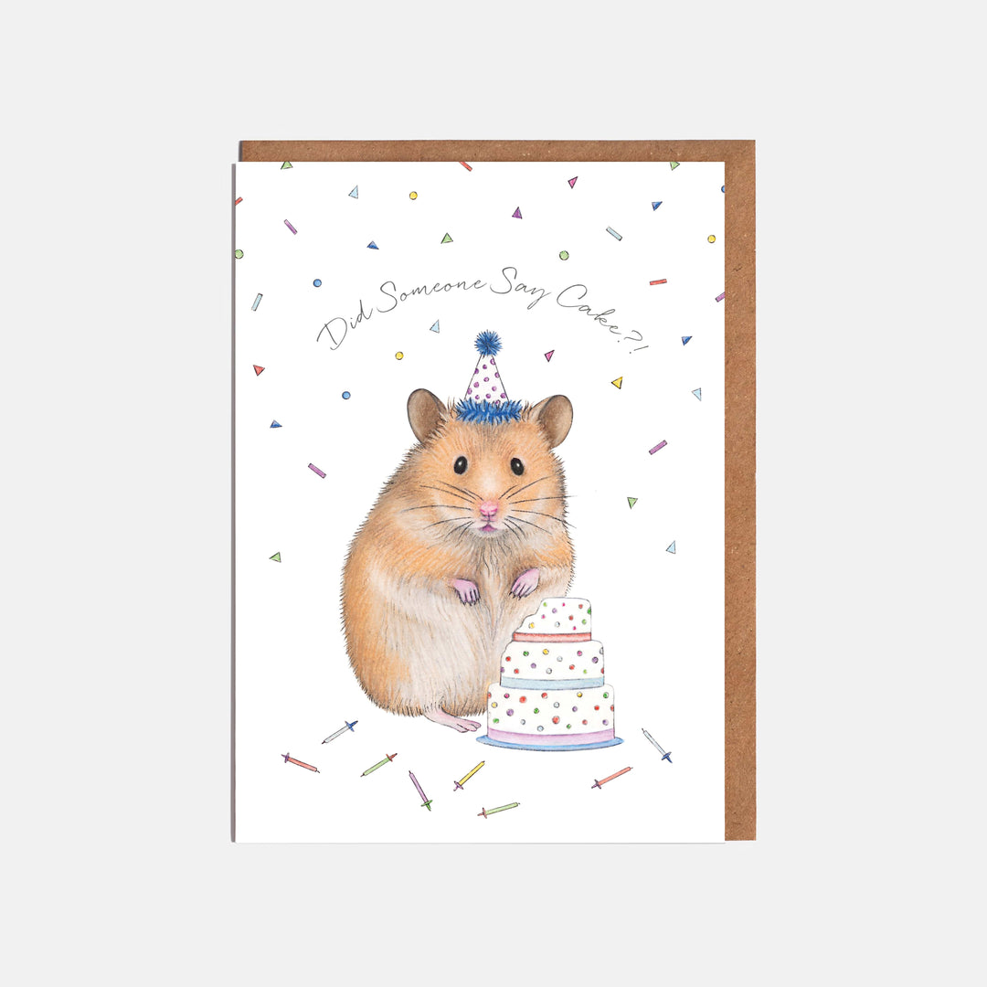 LOTTIE MURPHY Hamster & Cake Card - Did Someone Say Cake?! WI18