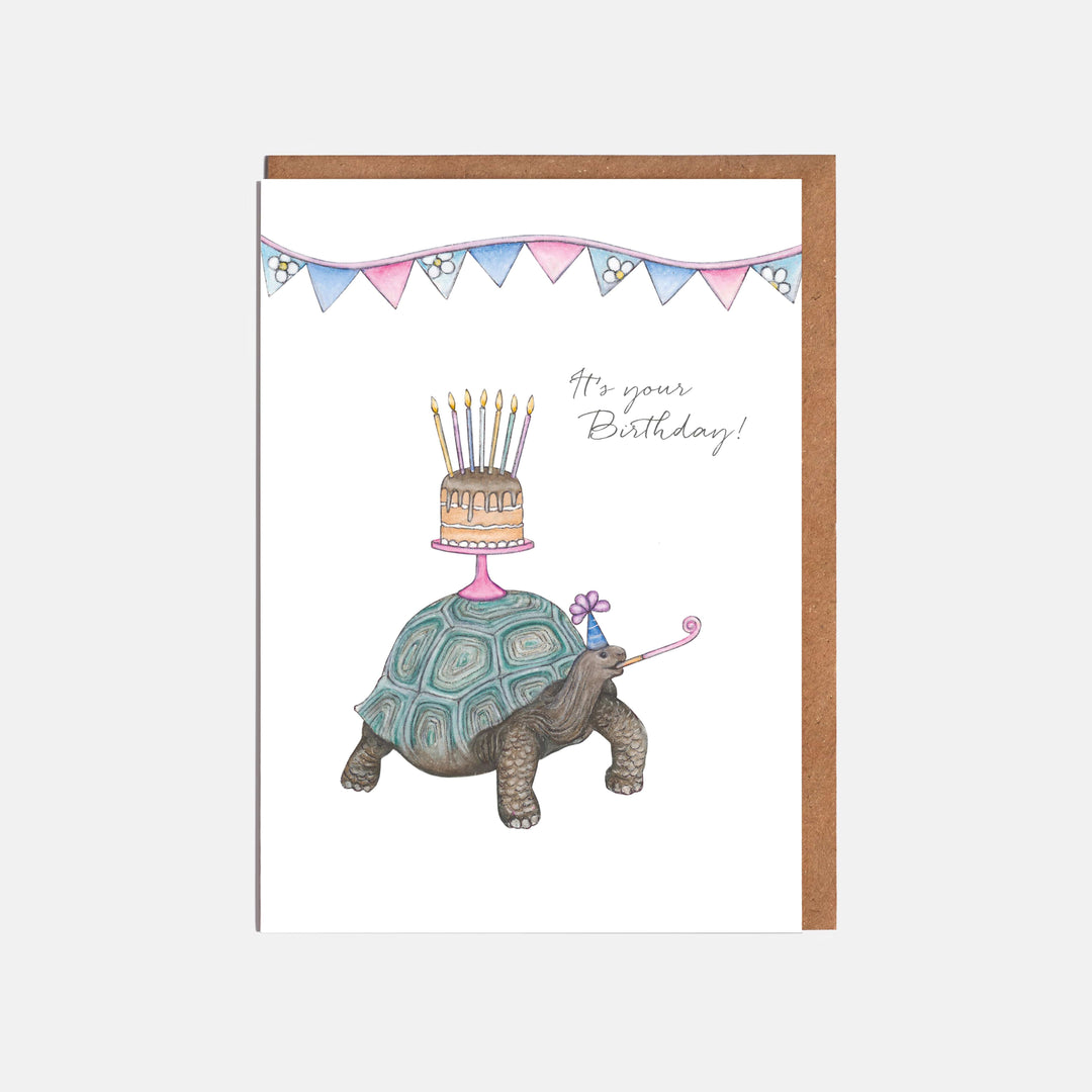 LOTTIE MURPHY Tortoise & Cake Card - It's your Birthday! WI19