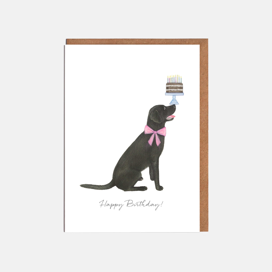 black labrador birthday card with kraft envelope