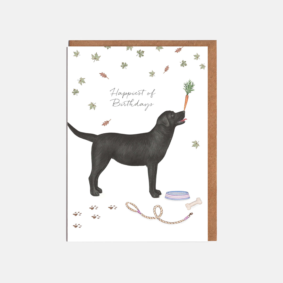 black labrador birthday card with kradt envelope