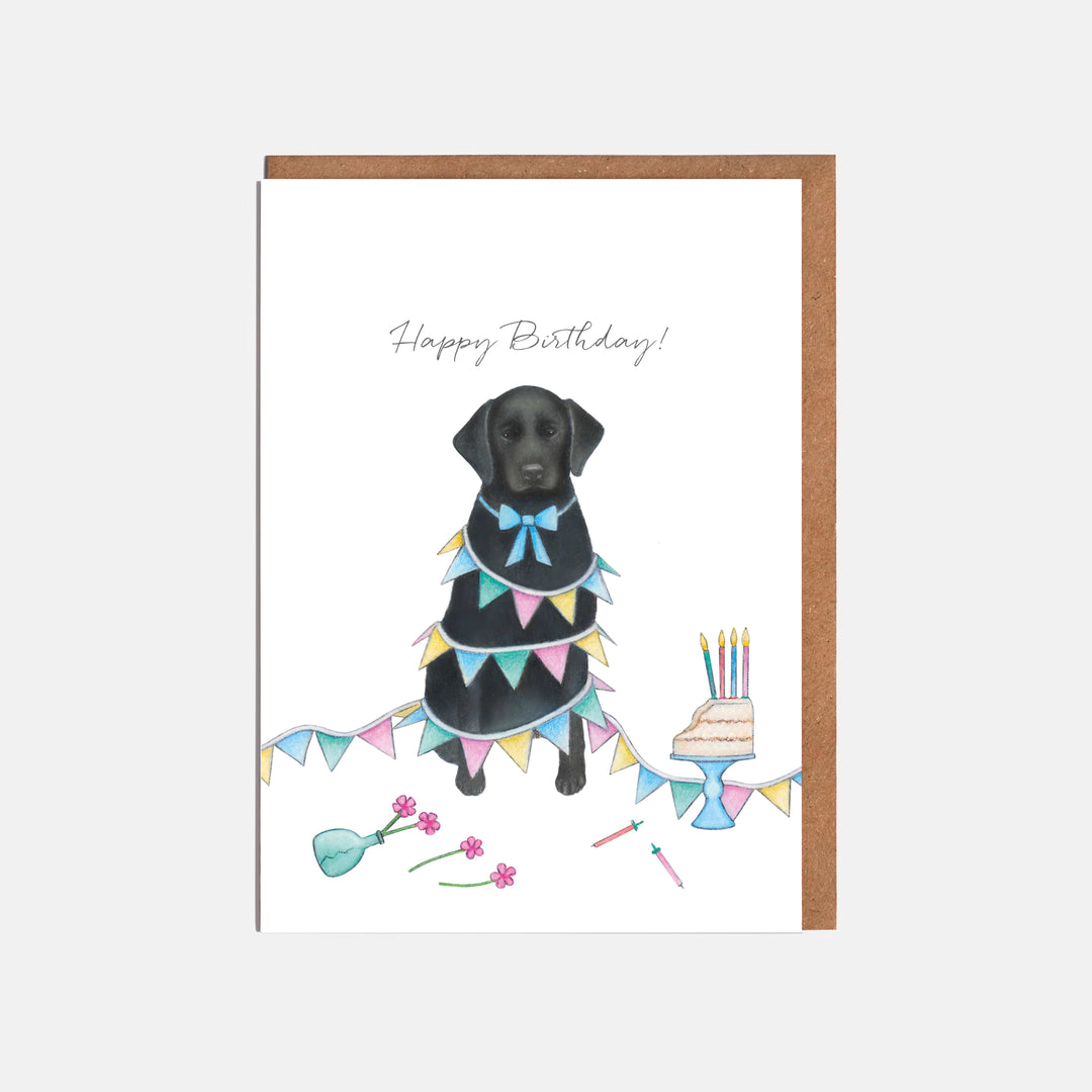black labrador birthday card with kraft envelope
