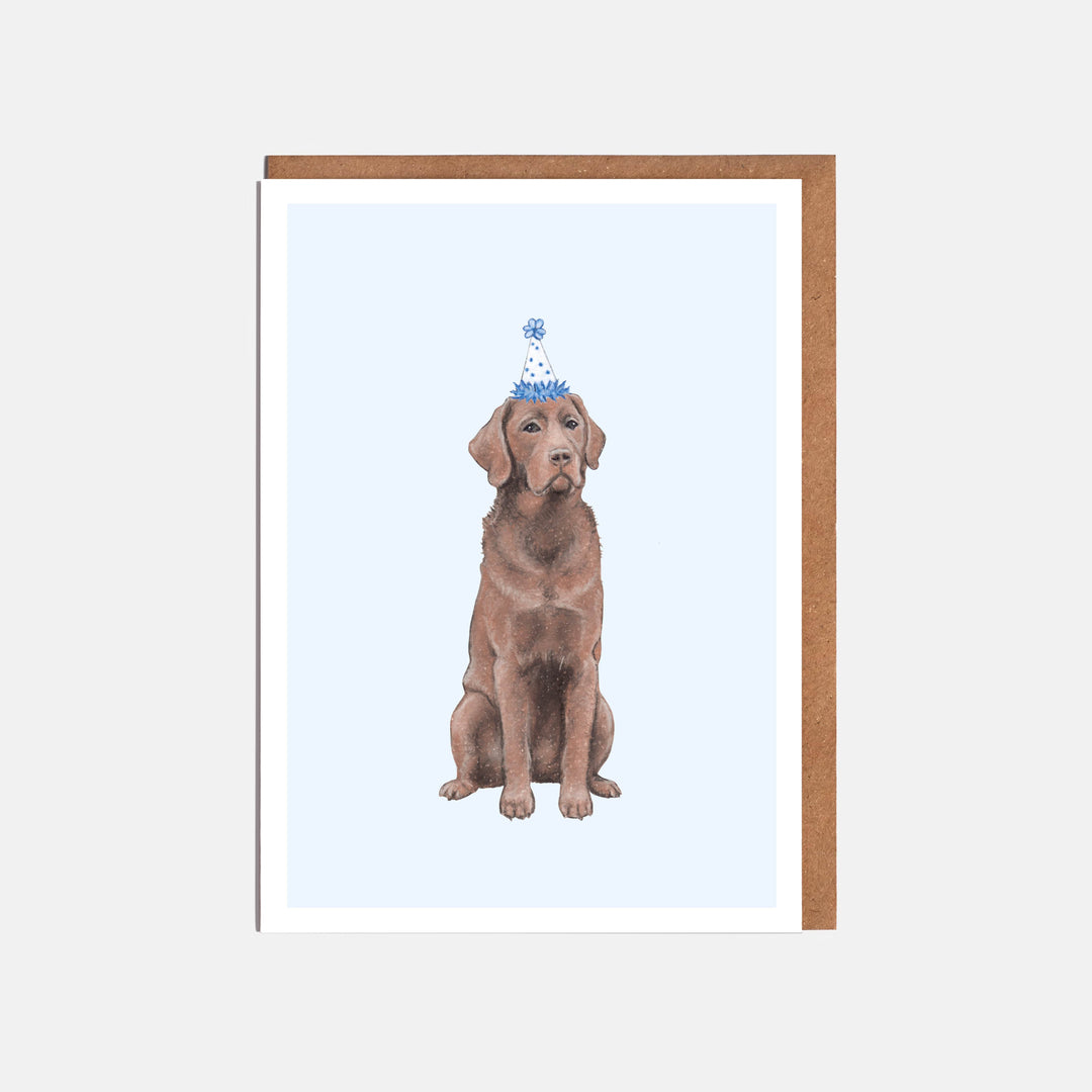 chocolate labrador dog greetings card with kraft envelope
